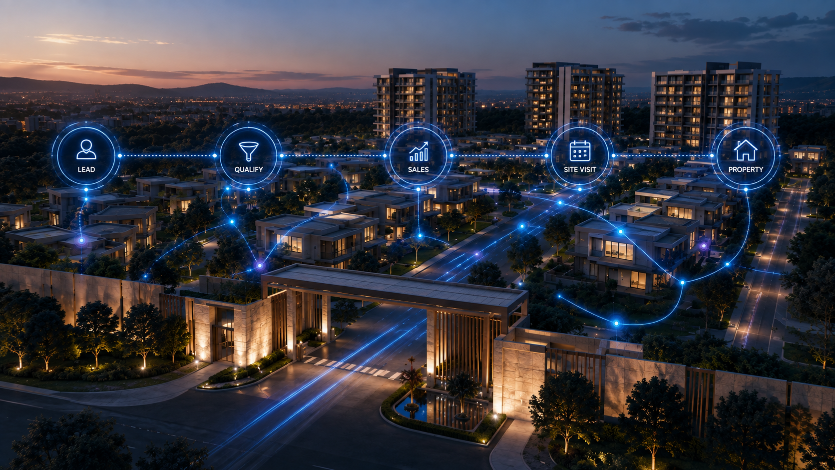 Real estate AI automation workflow from lead qualification to site visit and property sales