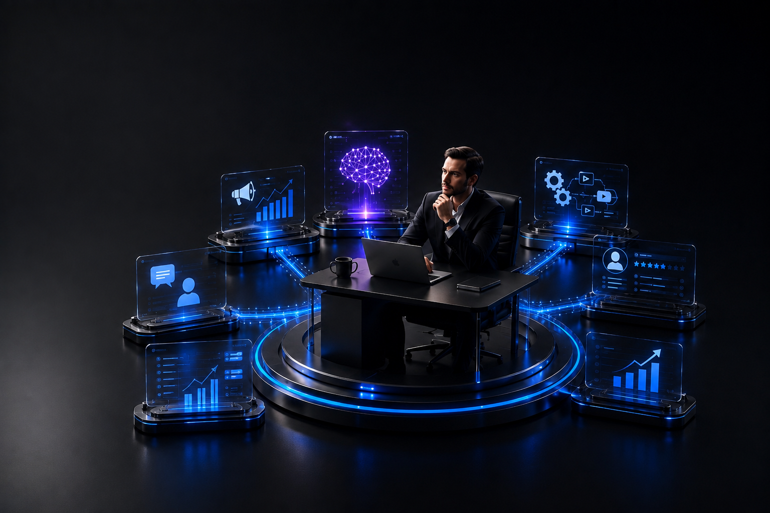 Vizznary human-centred growth system connecting marketing, AI, automation, CRM and sales.